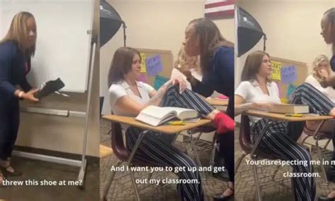 girl throws shoe at teacher real or fake|Student throws shoe at teacher and she goes off pt.2 .